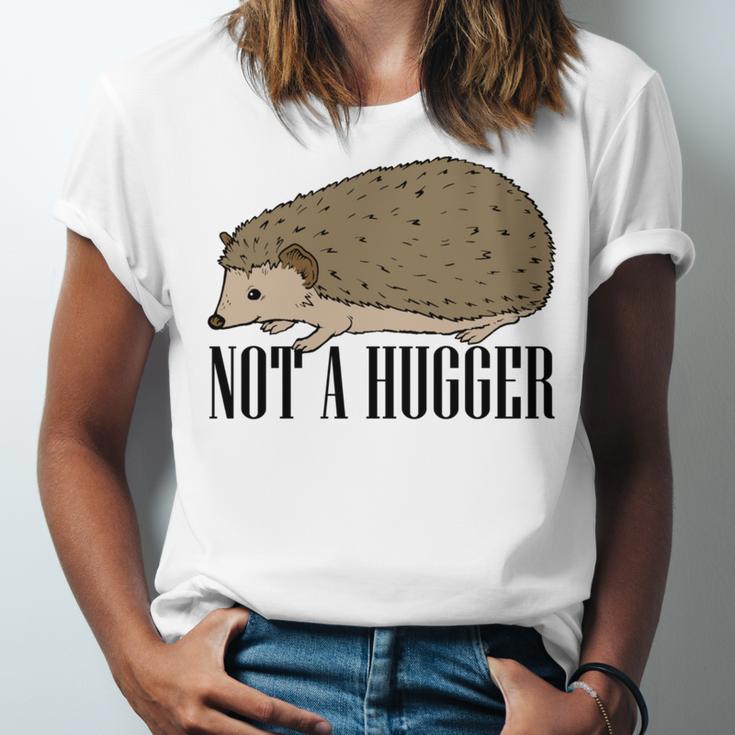 Not A Hugger Hedgehog Introvert Sarcasm Antisocial Unisex Jersey T-Shirt