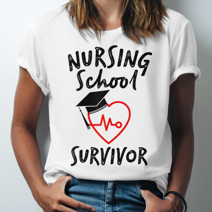 Nursing School Survivor Women Graduation RN Gift Shirt Unisex Jersey T-Shirt