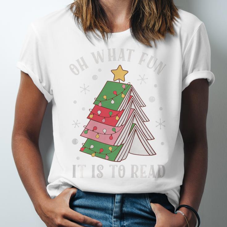 Oh What Fun It Is To Read Book Christmas Tree Premium Tri-Blend Unisex Jersey T-Shirt Oh What Fun It Is To Read Book Christmas Tree Premium Tri-Blend Unisex Jersey T-Shirt