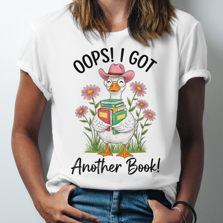 Oops I Got Another Book Cute Goose Librarian Reading Teacher Unisex Jersey T-Shirt