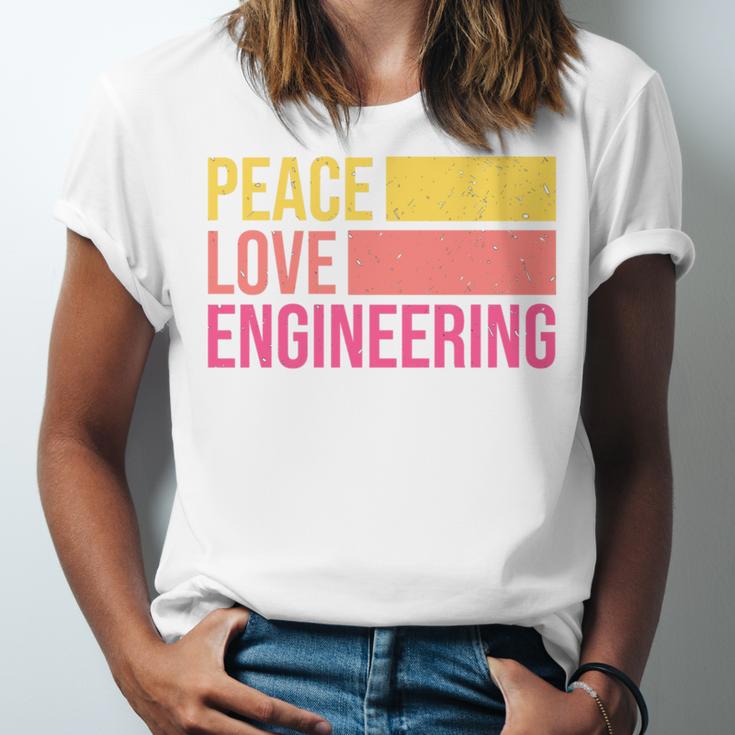 Peace Love Engineering Engineer School Graduation Retro Unisex Jersey T-Shirt