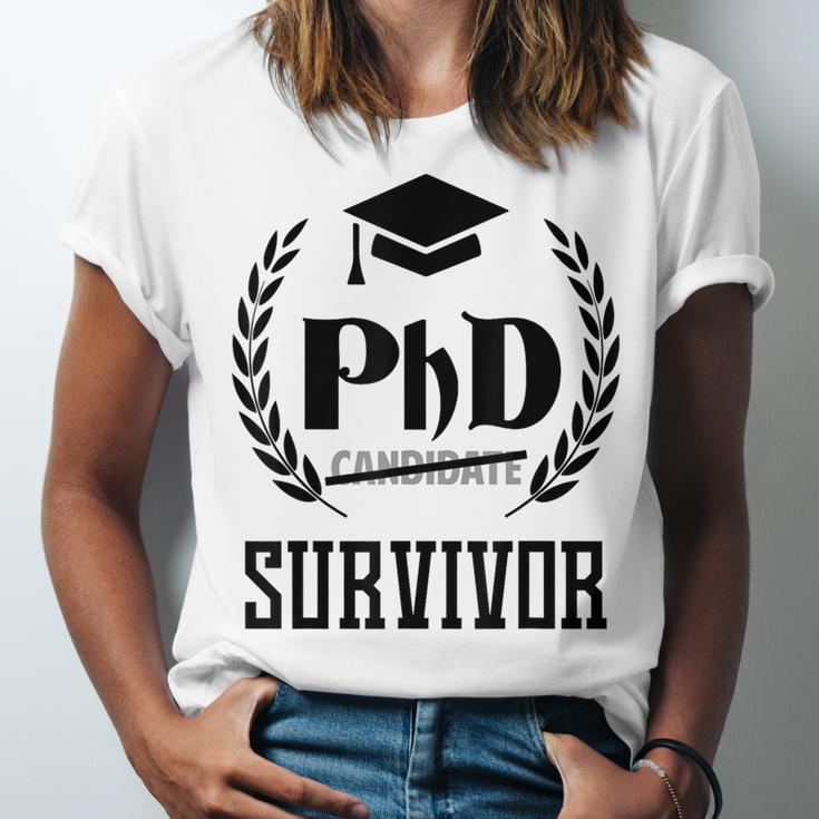 PHD Survivor T-Shirt Graduation Student Teacher For Men Women Kids Unisex Jersey T-Shirt