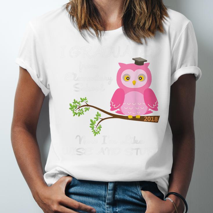 Pink I Graduated From Elementary Graduation Unisex Jersey T-Shirt