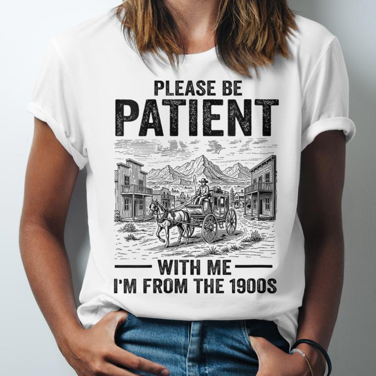 Please Be-Patient With-Me I'm From The 1900s Oregon Trail Unisex Jersey T-Shirt Please Be-Patient With-Me I'm From The 1900s Oregon Trail Unisex Jersey T-Shirt