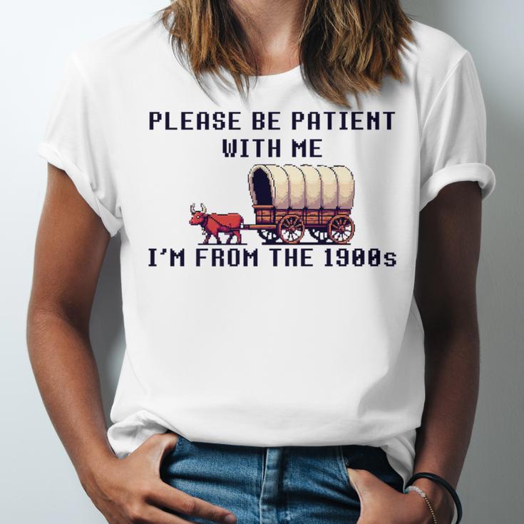 PLEASE BE PATIENT WITH ME I'M FROM THE 1900s 90s Meme Premium Unisex Jersey T-Shirt PLEASE BE PATIENT WITH ME I'M FROM THE 1900s 90s Meme Premium Unisex Jersey T-Shirt