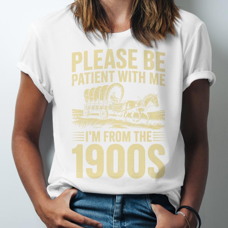 Please Be Patient I'm From The 1900s Over The Hill Premium Unisex Jersey T-Shirt