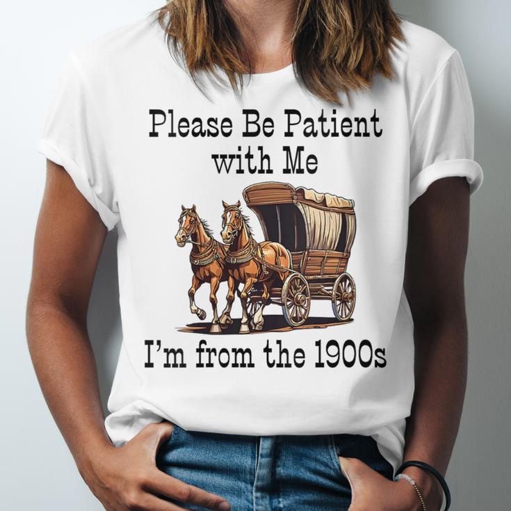 Please Be Patient With Me I'm From The 1900s Horse Wagon 90s Unisex Jersey T-Shirt