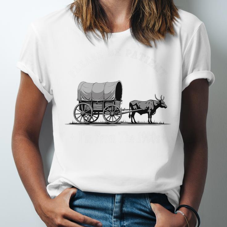 Please Be Patient I'm From The 1900s Oxen And Wagon Premium Unisex Jersey T-Shirt