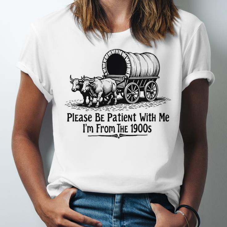 Please Be Patient With Me I'm From The 1900s Oxen And Wagon Premium Unisex Jersey T-Shirt Please Be Patient With Me I'm From The 1900s Oxen And Wagon Premium Unisex Jersey T-Shirt