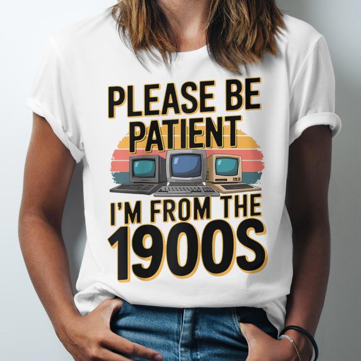 Please Be Patient I'm From The 1900s Retro Computer Raglan Baseball Tee Unisex Jersey T-Shirt