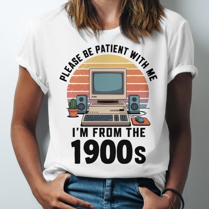 Please Be Patient I'm From The 1900s Retro Vintage Computer Unisex Jersey T-Shirt