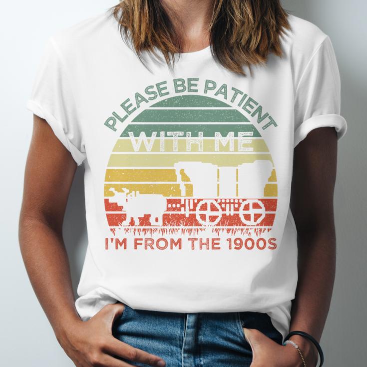 Please Be Patient With Me I'm From The 1900s Vintage Sunset Premium Unisex Jersey T-Shirt
