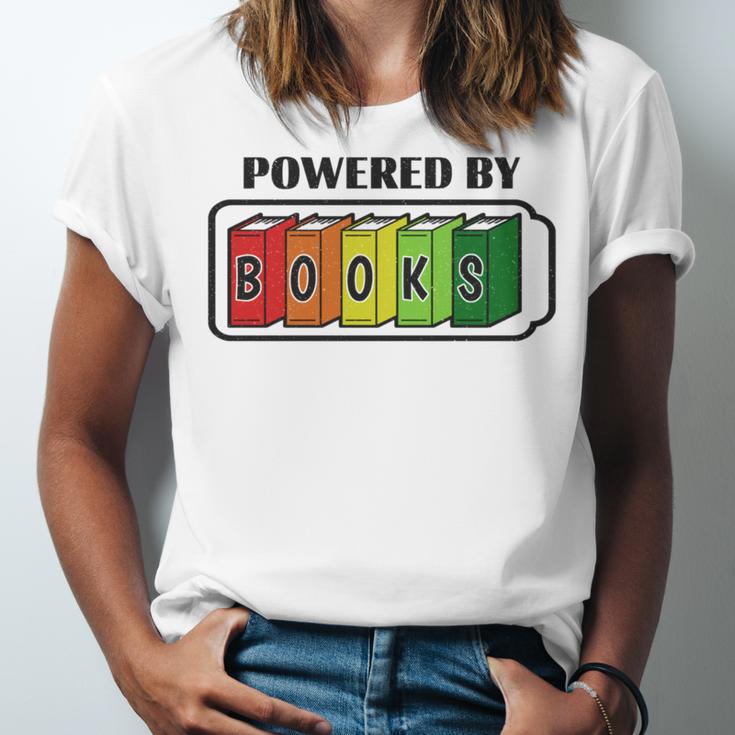 Powered By Books Bookworm Librarian Reading Unisex Jersey T-Shirt