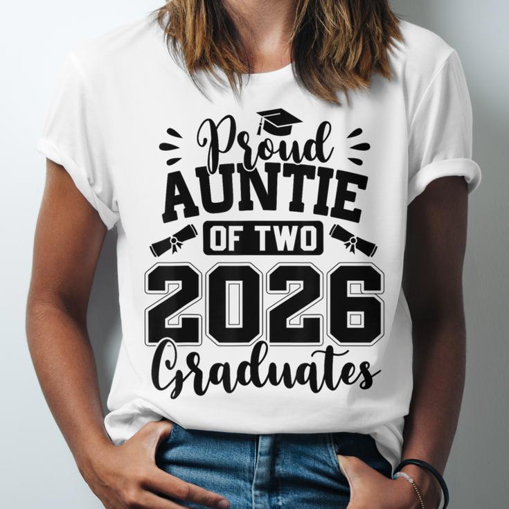 Proud Auntie Of Two 2026 Graduates Graduation Unisex Jersey T-Shirt