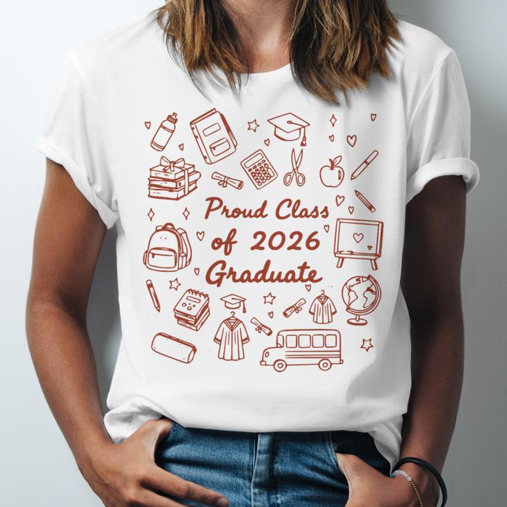 Proud Class Of 2026 Graduate Doodle Senior Graduation Premium Tri-Blend Unisex Jersey T-Shirt