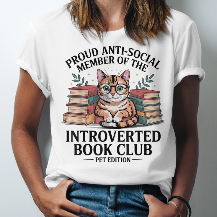 Proud Introverted Book Club Anti Social Reader Pet Cat Unisex Jersey T-Shirt Proud Introverted Book Club Anti Social Reader Pet Cat Unisex Jersey T-Shirt