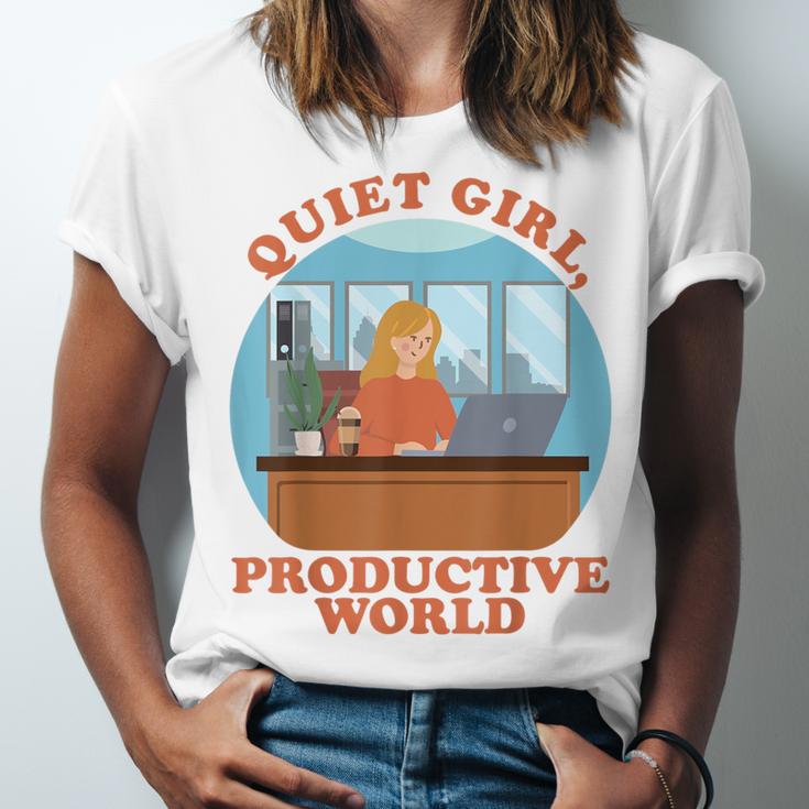 Quiet Girl Productive World Introvert Office Staff Secretary Unisex Jersey T-Shirt Quiet Girl Productive World Introvert Office Staff Secretary Unisex Jersey T-Shirt