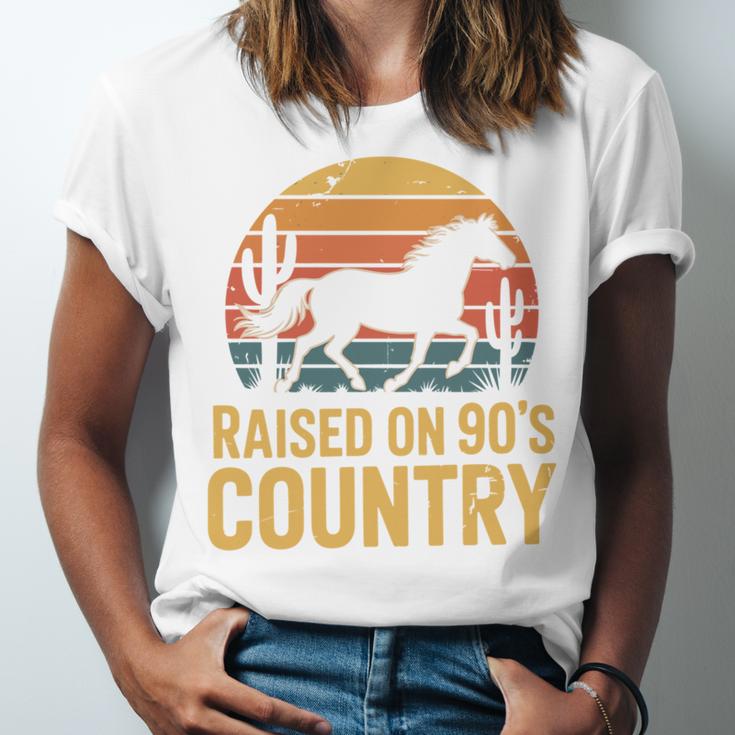 Raised On 90’s Country Horse Retro Nostalgia Western Music Unisex Jersey T-Shirt