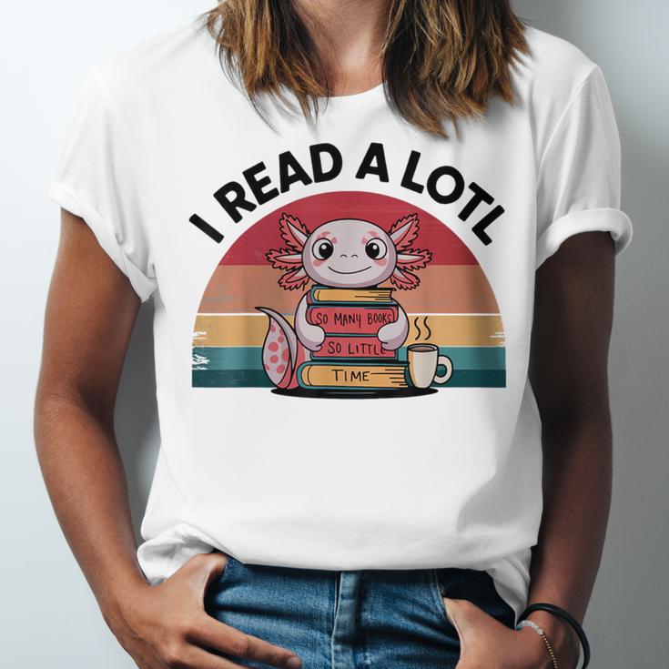 I Read Alotl Axolotl Retro Reading Books Lover Vintage Unisex Jersey T-Shirt