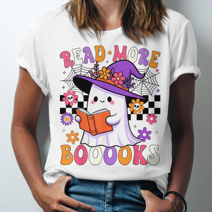 Read More Books Ghost Reading Book Teacher Halloween Unisex Jersey T-Shirt