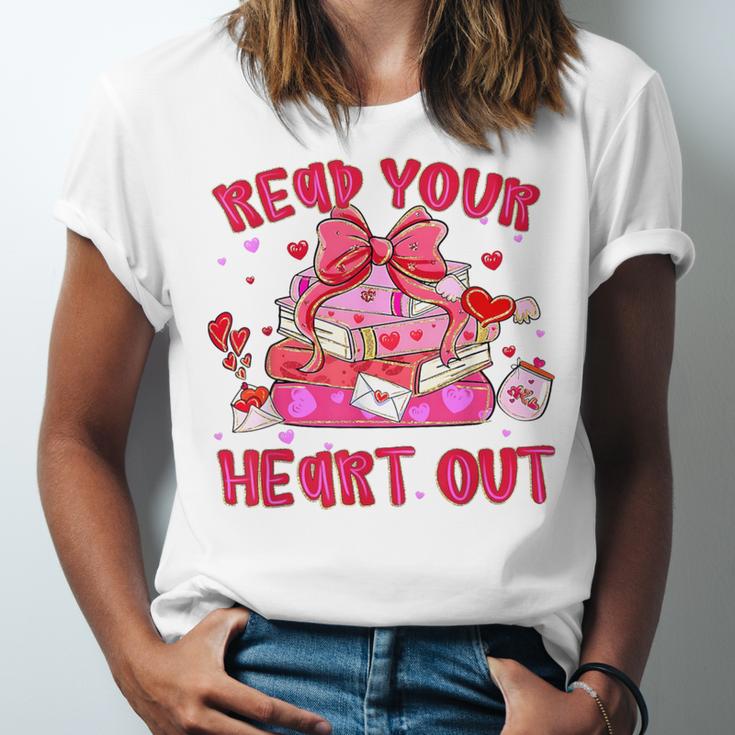Read Your Heart Out Teacher Valentine Reading Book Lover Unisex Jersey T-Shirt