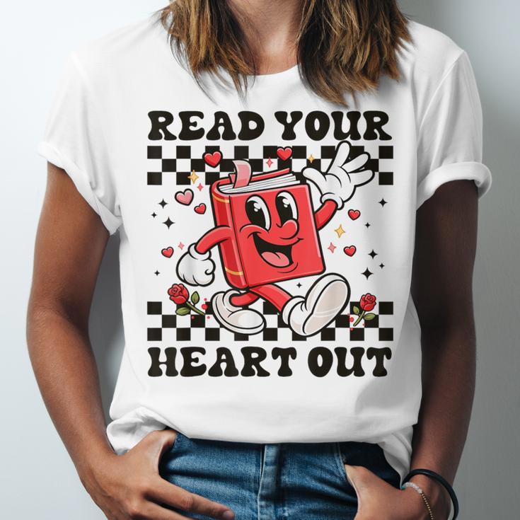 Read Your Heart Out Teacher Valentines Book Lover Unisex Jersey T-Shirt
