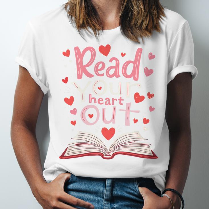 Read Your Heart Out Teacher Valentines Day Reading Book Love Premium Tri-Blend Unisex Jersey T-Shirt