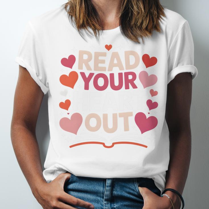 Read Your Heart Out Teacher Valentines Day Reading Book Love Unisex Jersey T-Shirt