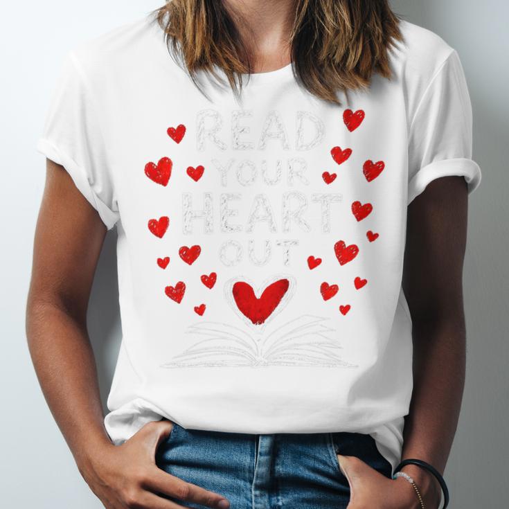 Read Your Heart Out Valentine Book Lover Reading Teacher Unisex Jersey T-Shirt