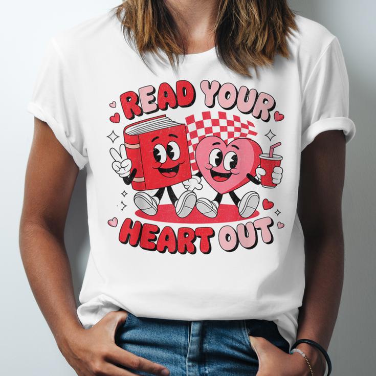 Read Your Heart Out Valentine's Day Retro Teacher Bookish Unisex Jersey T-Shirt Read Your Heart Out Valentine's Day Retro Teacher Bookish Unisex Jersey T-Shirt