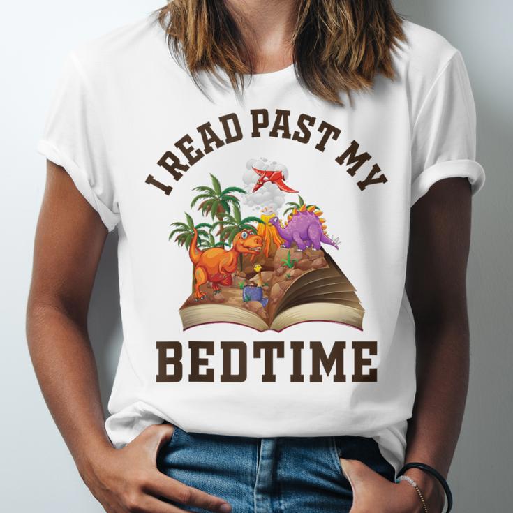 I Read Past My Bedtime Reading Dinosaur Book Lover Unisex Jersey T-Shirt I Read Past My Bedtime Reading Dinosaur Book Lover Unisex Jersey T-Shirt