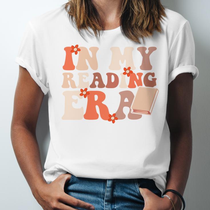 In My Reading Era Groovy Book Lovers Library Reading Women Unisex Jersey T-Shirt