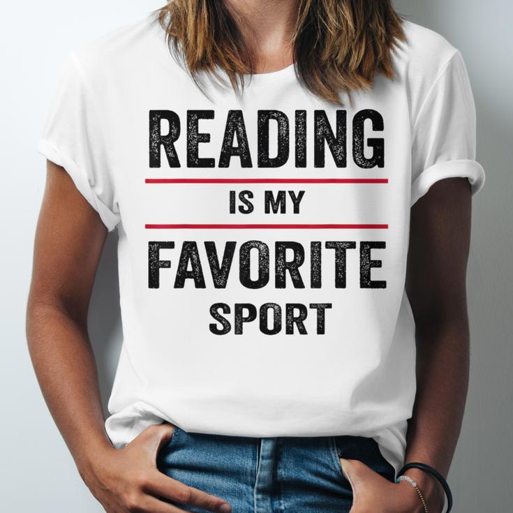 Reading Is My Favorite Sport Book Lover Quote Unisex Jersey T-Shirt