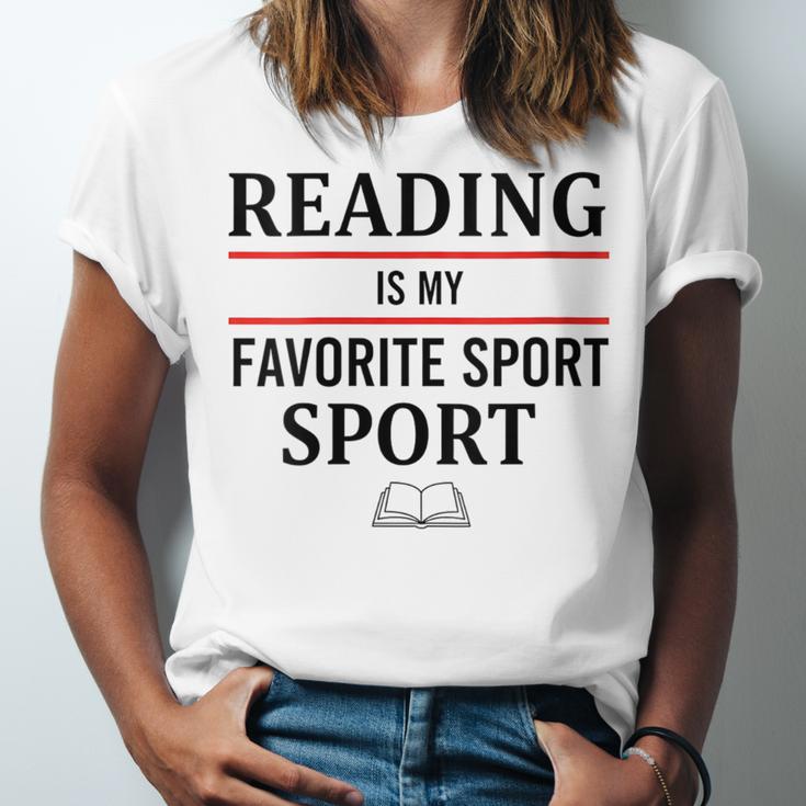 Reading Is My Favorite Sport Book Lover Saying Quote Unisex Jersey T-Shirt