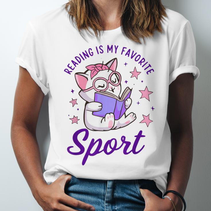 Reading Is My Favorite Sport Saying Quote Book Lovers Unisex Jersey T-Shirt