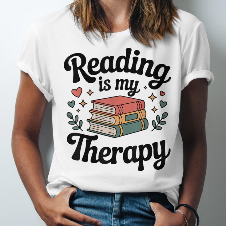Reading Is My Therapy Book Lover Bookworm Unisex Jersey T-Shirt
