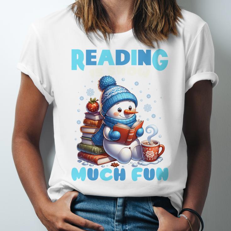Reading Is Snow Much Fun Christmas Xmas Book Reading Unisex Jersey T-Shirt