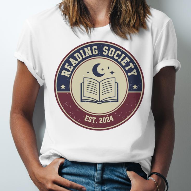 Reading Society Est 2024 Vintage Book Club Unisex Jersey T-Shirt