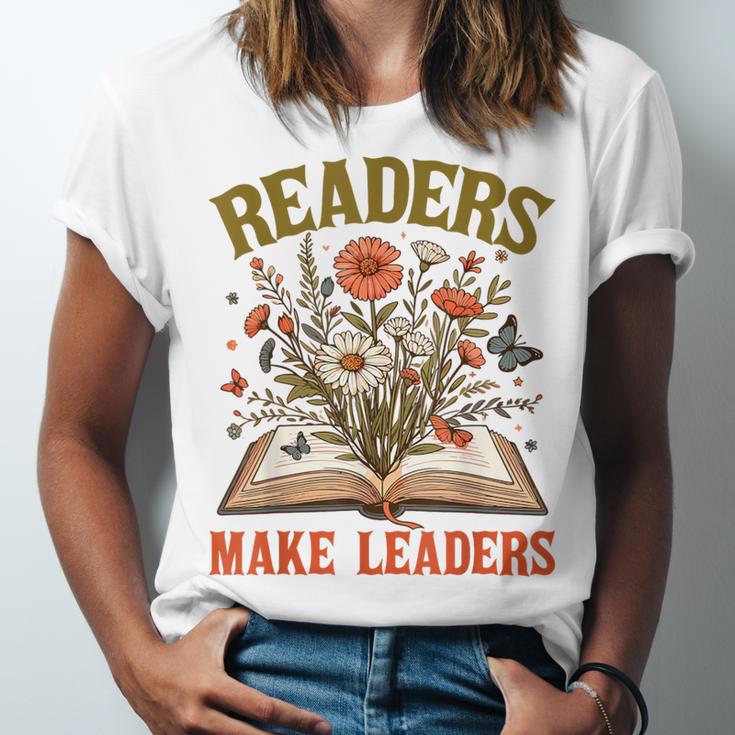 Reading Squad Book Lover Bookish Floral Readers Make Leaders Unisex Jersey T-Shirt
