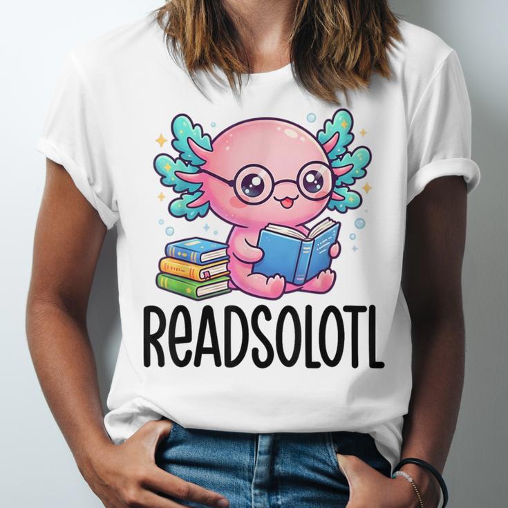Readsolotl Cute Axolotl Reading Book Kawaii Pink Aesthetic Unisex Jersey T-Shirt Readsolotl Cute Axolotl Reading Book Kawaii Pink Aesthetic Unisex Jersey T-Shirt