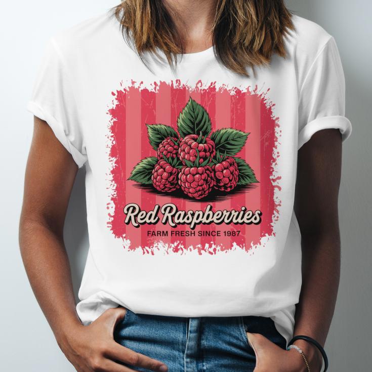 Red Raspberries Farm Fresh Since 1987 Nostalgia Unisex Jersey T-Shirt