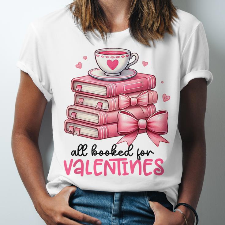 Retro Groovy Valentine Men Women Kid Tees By Emily All Booked For Valentines Book Reading Bookworm Nerdy Unisex Jersey T-Shirt