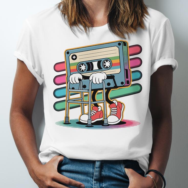 Retro Old Cassette Tape Cartoon With Walker Nostalgia Premium Tri-Blend Unisex Jersey T-Shirt Retro Old Cassette Tape Cartoon With Walker Nostalgia Premium Tri-Blend Unisex Jersey T-Shirt