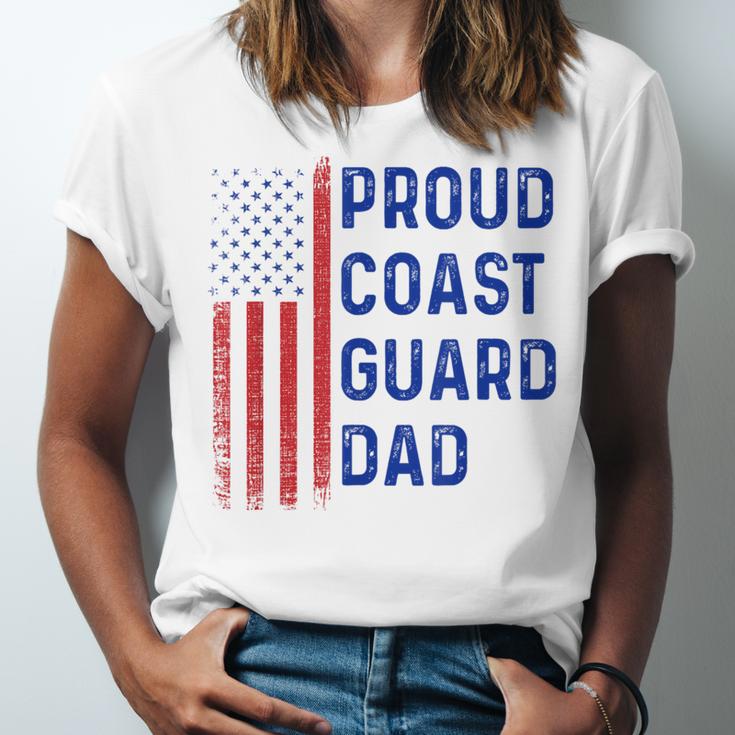 Retro Proud Coast Guard Dad Graduation Dad Usa Flag Outfit Unisex Jersey T-Shirt