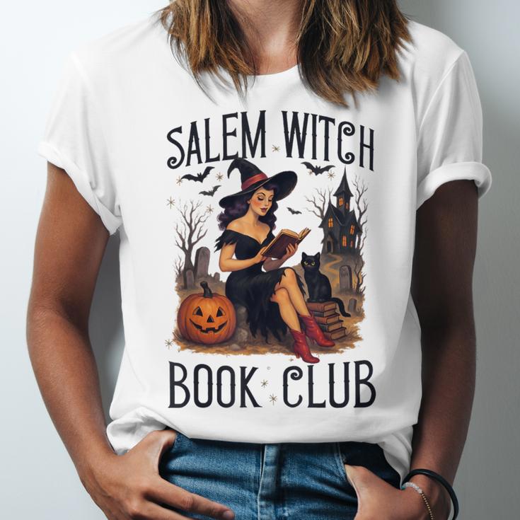 Salem Witch Book Club Bookish Retro Halloween Cat Unisex Jersey T-Shirt Salem Witch Book Club Bookish Retro Halloween Cat Unisex Jersey T-Shirt