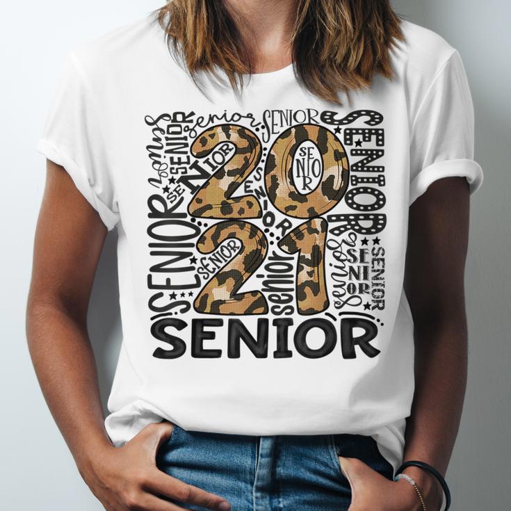 Senior 2021 Grad Class Of 2021 Graduation Leopard Cheetah Unisex Jersey T-Shirt