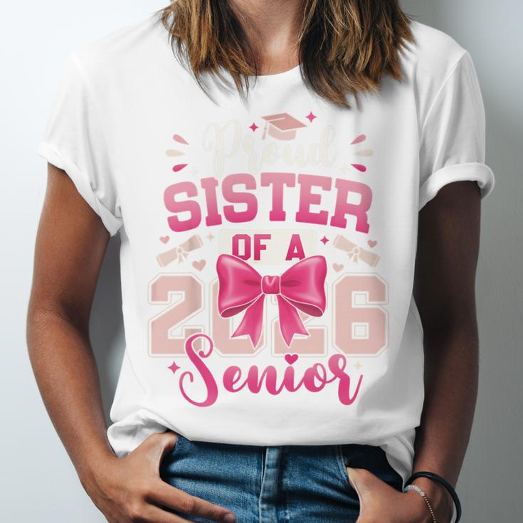 Senior 2026 Class Of 26 Coquette Pink Bow Graduation Sister Unisex Jersey T-Shirt