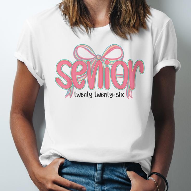 Senior 2026 Coquette Pink Bow Graduation 2026 Class Of 2026 Unisex Jersey T-Shirt
