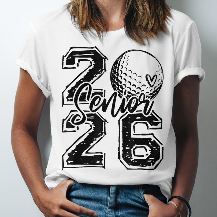 Senior 2026 Golf Player Heart Graduation Girls Teens Unisex Jersey T-Shirt