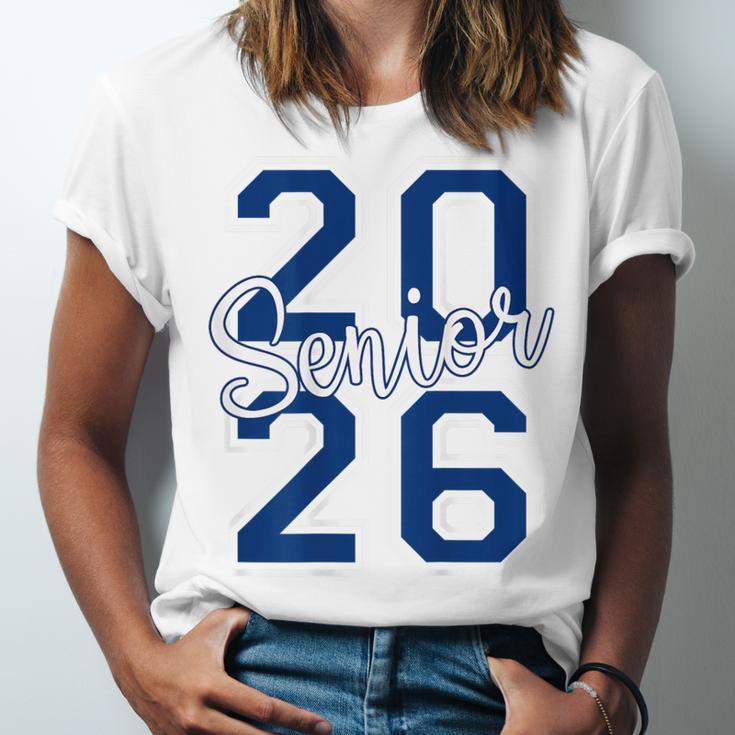 Senior 2026 Graduation Varsity Navy Blue On The Back Unisex Jersey T-Shirt